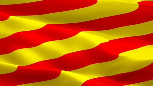 Catalonia waving flag. National 3d Catalan flag waving. Sign of Catalonia seamless loop animation. Catalan flag HD resolution Background. Catalonia flag Closeup 1080p Full HD video for presentation