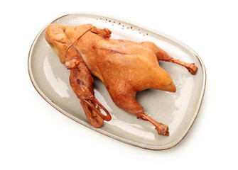 Smoked duck on white background 