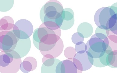 Multicolored translucent circles on a white background. Pink tones. 3D illustration