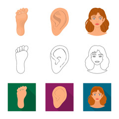 Vector design of body and part icon. Collection of body and anatomy stock vector illustration.