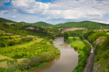 View from the hill into the valley with the Berounka river.