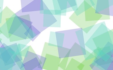Multicolored translucent squares on white background. 3D illustration
