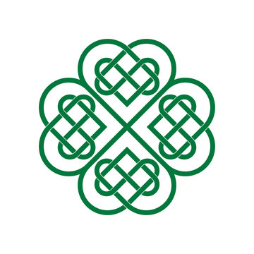 Irish four-leaf clover, st patrick day symbol vector illustration