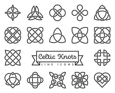 Celtic knots vector line icons set