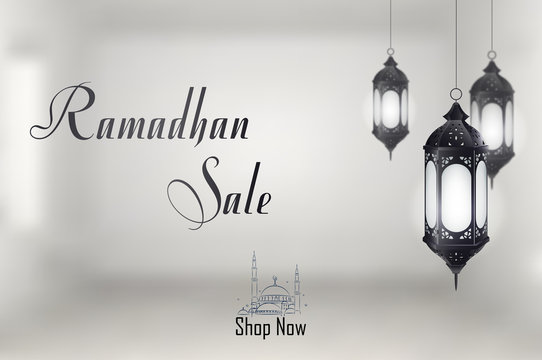 Ramadan Kareem sale with hanging lantern