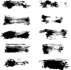 Vector black paint, ink brush stroke, brush, line or texture. Dirty artistic design element, box, frame or background for text. 