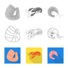 Isolated object of appetizer and ocean icon. Collection of appetizer and delicacy stock vector illustration.