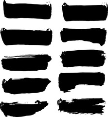 Vector black paint, ink brush stroke, brush, line or texture. Dirty artistic design element, box, frame or background for text. 