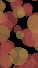 Multicolored translucent circles on a dark background. 3D illustration