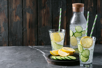 Cucumber and lemon infused water