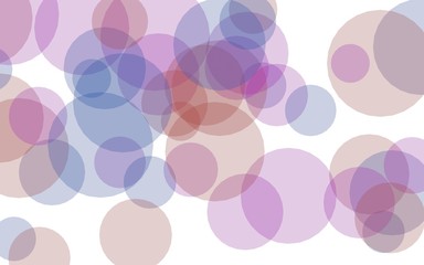 Multicolored translucent circles on a white background. Pink tones. 3D illustration