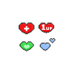 Obraz premium Pixel hearts game icon.8bit.
