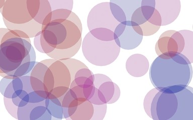 Multicolored translucent circles on a white background. Pink tones. 3D illustration