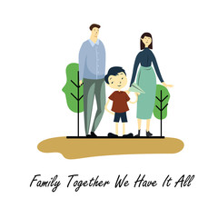 Happy Family Day Cartoon 2 D vector Template Design Illustration