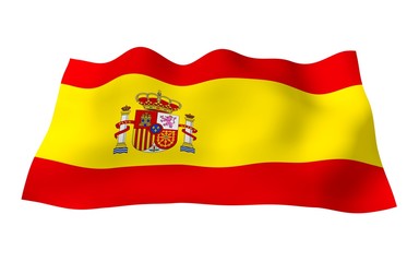 The flag of Spain. Official state symbol of the Kingdom of Spain. Concept: web, sports pages, language courses, travelling, design elements. 3d illustration
