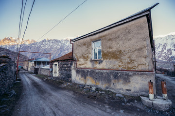 Houses in small Gergeti village in Mtskheta-Mtianeti regioni, Georgia
