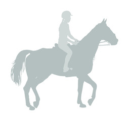 Elegant jot racing horse in gallop vector silhouette isolated on white background. Jockey riding trot horse in race. Hippodrome sport event. Entertainment gambling. Derby betting for ambler champion.