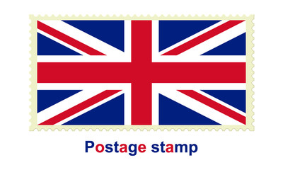 National flag of the United Kingdom of Great Britain and Northern Ireland on the postage stamp vector icon isolated on white background.