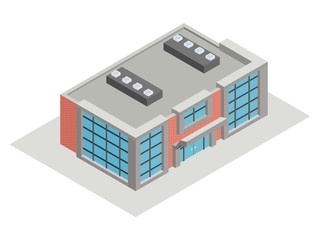 modern building isometric concrete and brick