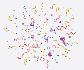 Colorful bright confetti isolated on transparent background. Festive vector illustration