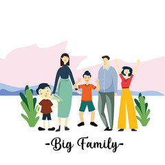 Happy Family Day Cartoon 2 D vector Template Design Illustration