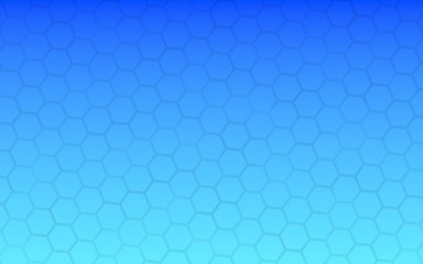 Translucent honeycomb on a gradient blue sky background. Perspective view on polygon look like honeycomb. Isometric geometry. 3D illustration