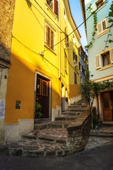 narrow streets on a Sunny summer day in Piran, Slovenia