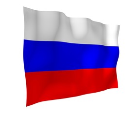 Waving flag of the Russian Federation. The National. State symbol of the Russia. 3D illustration