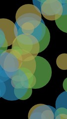 Multicolored translucent circles on a dark background. 3D illustration