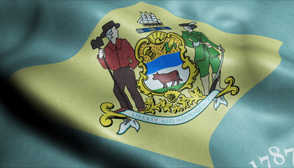 State of Delaware Waving Flag in 3D