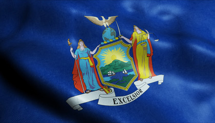 State of New York Waving Flag in 3D