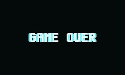 Pixel game over text.8bit arcade game text.
