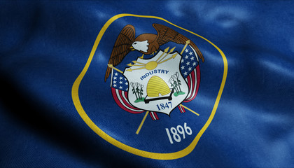 Naklejka premium State of Utah Flag in 3D