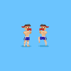 Pixel kick boxing character.8bit.