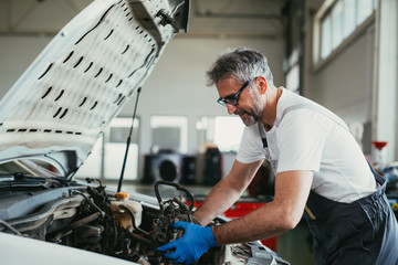 worker in car service