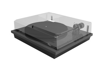 Vinyl turntable player isolated on white background 3d without shadow