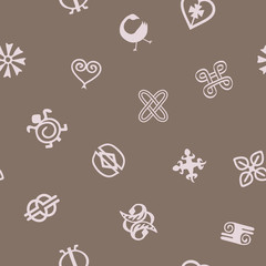 Seamless pattern with adinkra symbols