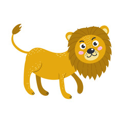 Vector cute African animal. Lion
