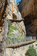 'Caminito del Rey' mountain path along steep cliffs, Malaga, Spain