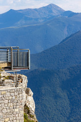 Observation deck over the cliff in the mountains