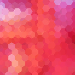Background made of red, orange, pink hexagons. Square composition with geometric shapes. Eps 10