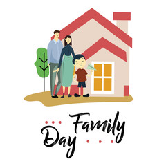 Happy Family Day Cartoon Vector Template Design Illustration