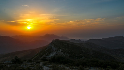 Sunrise in Aitana mountain in Confrides.