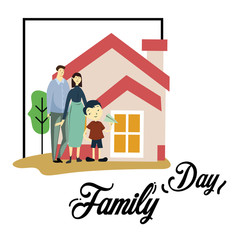 Happy Family Day Cartoon Vector Template Design Illustration