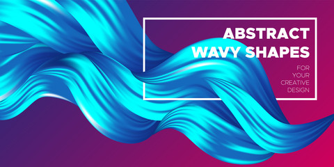 Abstract Flow Background. Wave Fluid Shapes in Blue Color. Trendy Vector Illustration EPS10 for Your Creative Design. Beautiful Interweaving. Flow Poster with Liquid for Business Presentation, Banner.
