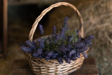Basket with flowers and a hayloft