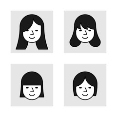 Cartoon females avatar icon set