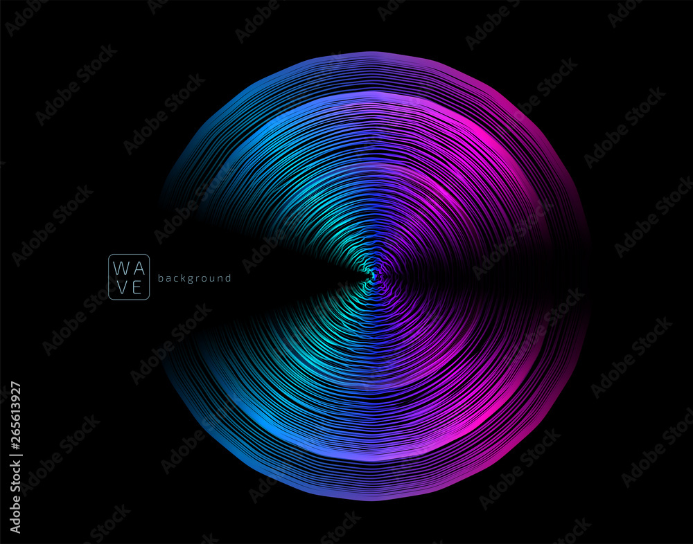 Poster abstract digital future wave lines vector background in circle shape. tech music sound concept. elec