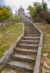 stone stairs leading to an old church