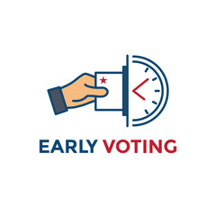 Early Voting Icon with Vote, Icon, and Patriotic Symbolism and Colors